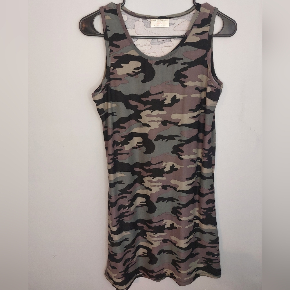 Bobbie Brooks Tank Dress‎ Womens Medium Camouflage Camo Soft Sleeveless
